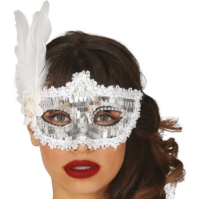 FIESTAS GUIRCA Masque argenté avec plume FIESTAS GUIRCA Masque argenté avec plume