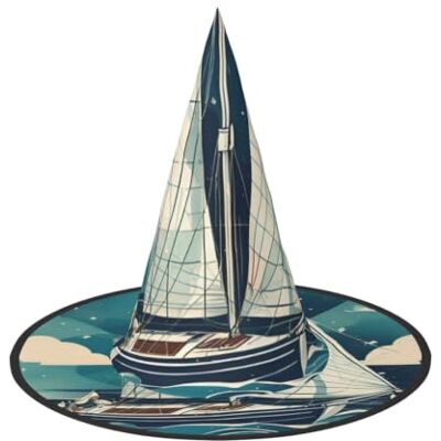 DEETTY Chapeau de magicien imprimé bateau à voile pour carnaval Cosplay Accessoire de costume polyvalent pour fêtes à thème DEETTY Chapeau de magicien imprimé bateau à voile pour carnaval Cosplay Accessoire de costume polyvalent pour fêtes à thème
