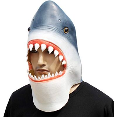 CreepyParty Masque de requin, costume d'animal pour fête d'Halloween Masque de requin en latex naturel avec zone des yeux ouverts pour Halloween, scènes de scène, photos et événements costumés CreepyParty Masque de requin, costume d'animal pour fête d'Halloween Masque de requin en latex naturel avec zone des yeux ouverts pour Halloween, scènes de scène, photos et événements costumés