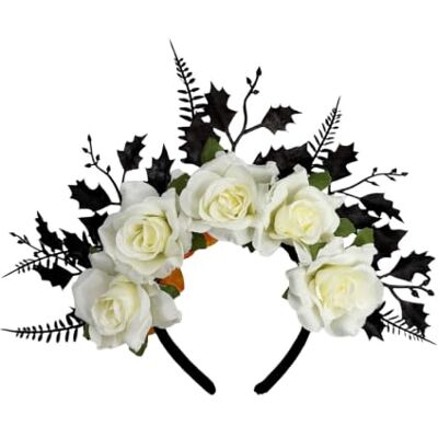 bayicie Serre-tête gothique pour Halloween, rose, couronne de fleurs, feuilles, accessoires de déguisement bayicie Serre-tête gothique pour Halloween, rose, couronne de fleurs, feuilles, accessoires de déguisement