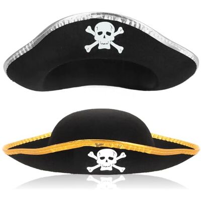 com-four ® 2x Chapeau de Pirate avec Crâne, Petit Couvre-Chef de Pirate Accessoires de Costume pour Déguisements Carnaval Halloween soirées à thème com-four ® 2x Chapeau de Pirate avec Crâne, Petit Couvre-Chef de Pirate Accessoires de Costume pour Déguisements Carnaval Halloween soirées à thème