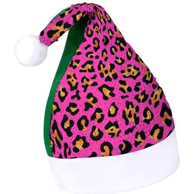 JZemdybill Chapeau de Noël à paillettes pour adultes, chapeau imprimé guépard rose pour diverses fêtes de fin d'année JZemdybill Chapeau de Noël à paillettes pour adultes, chapeau imprimé guépard rose pour diverses fêtes de fin d'année