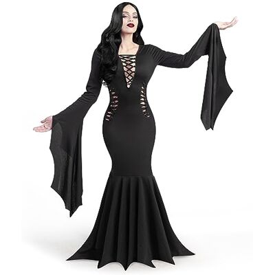Spooktacular Creations Costume de sorcière gothique vintage pour femmes, robe de sorcière longue au sol pour Halloween, noir, taille S Spooktacular Creations Costume de sorcière gothique vintage pour femmes, robe de sorcière longue au sol pour Halloween, noir, taille S