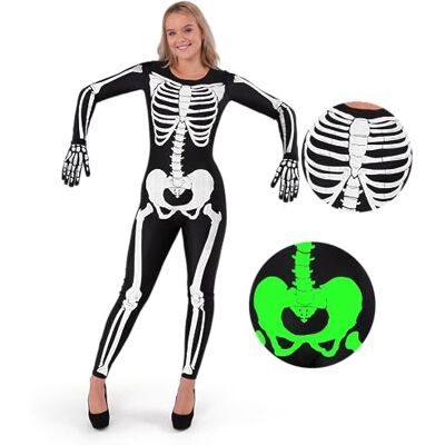 Spooktacular Creations Costume de squelette phosphorescent pour femme adulte pour Halloween, déguisement, fête, jeu de rôle, cosplay Spooktacular Creations Costume de squelette phosphorescent pour femme adulte pour Halloween, déguisement, fête, jeu de rôle, cosplay