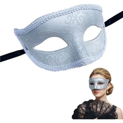 MiOYOOW Masque Demi-Visage Vénitien Vintage, Retro Baroque, pour Fête Costumée, Bal Masqué, Carnaval, PVC Léger Réglable, Noir Or Argent Blanc, 17x9cm MiOYOOW Masque Demi-Visage Vénitien Vintage, Retro Baroque, pour Fête Costumée, Bal Masqué, Carnaval, PVC Léger Réglable, Noir Or Argent Blanc, 17x9cm