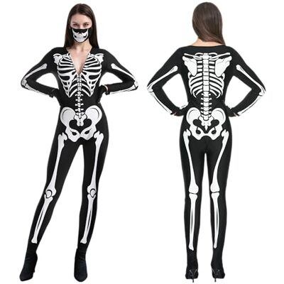 Spooktacular Creations Costume d'Halloween squelette pour femmes, body imprimé tête de mort double face pour fête costumée (taille S) Spooktacular Creations Costume d'Halloween squelette pour femmes, body imprimé tête de mort double face pour fête costumée (taille S)