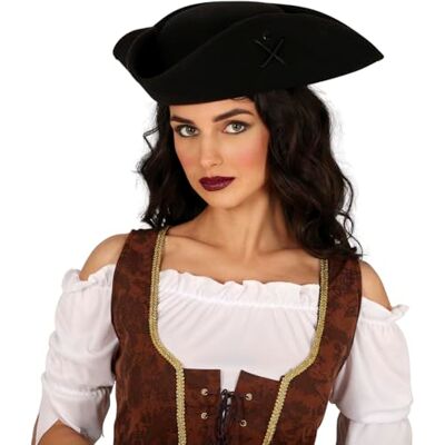 FIESTAS GUIRCA Chapeau en feutre de pirate HQ noir (taille unique) Accessoire de déguisement pour fêtes de pirates et aventures Idéal pour adultes unisexe pour Halloween et carnaval Noir FIESTAS GUIRCA Chapeau en feutre de pirate HQ noir (taille unique) Accessoire de déguisement pour fêtes de pirates et aventures Idéal pour adultes unisexe pour Halloween et carnaval Noir