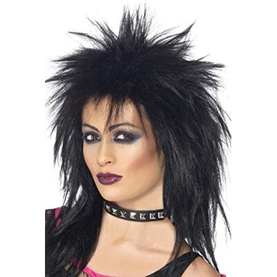 Smiffys Perruque longue pour femme Vokuhila Rock Diva Noir 42238 Smiffys Perruque longue pour femme Vokuhila Rock Diva Noir 42238