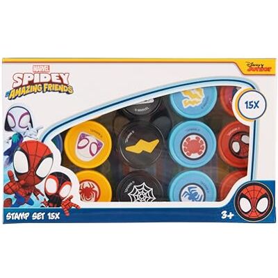 Disney Spidey et ses super amis ensemble de timbres pour enfants, 15 timbres de jouets Marvel, kit d'artisanat pour enfants à partir de 3 ans, boîte de timbre pour fête d'anniversaire d'enfants, artisanat et Disney Spidey et ses super amis ensemble de timbres pour enfants, 15 timbres de jouets Marvel, kit d'artisanat pour enfants à partir de 3 ans, boîte de timbre pour fête d'anniversaire d'enfants, artisanat et