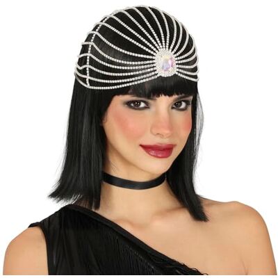 FIESTAS GUIRCA Bandeau avec coiffe en pierres précieuses Accessoire de déguisement pour princesse et années 20 Idéal pour les fêtes et le carnaval Femme adulte Argent FIESTAS GUIRCA Bandeau avec coiffe en pierres précieuses Accessoire de déguisement pour princesse et années 20 Idéal pour les fêtes et le carnaval Femme adulte Argent