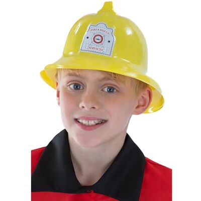 Smiffys Casque de pompier, jaune, avec badge Smiffys Casque de pompier, jaune, avec badge