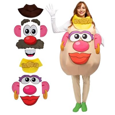 Funidelia Déguisement Officiel de Mr Mrs Potato pour homme et femme avec accessoires, Tunique originale et amusante pour adultes, Déguisements de Carnaval, Halloween et Fêtes – Taille Unique Funidelia Déguisement Officiel de Mr Mrs Potato pour homme et femme avec accessoires, Tunique originale et amusante pour adultes, Déguisements de Carnaval, Halloween et Fêtes – Taille Unique