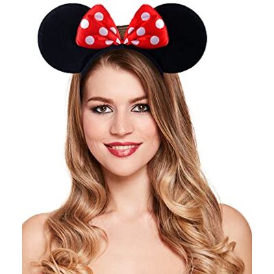 HENBRANDT Bandeau Minnie Adulte Rouge à pois avec nœud Bandeau de costume avec oreilles de souris HENBRANDT Bandeau Minnie Adulte Rouge à pois avec nœud Bandeau de costume avec oreilles de souris