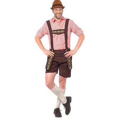 Partychimp Johann Short en cuir pour homme Marron foncé avec bretelles pour Oktoberfest (M) Partychimp Johann Short en cuir pour homme Marron foncé avec bretelles pour Oktoberfest (M)