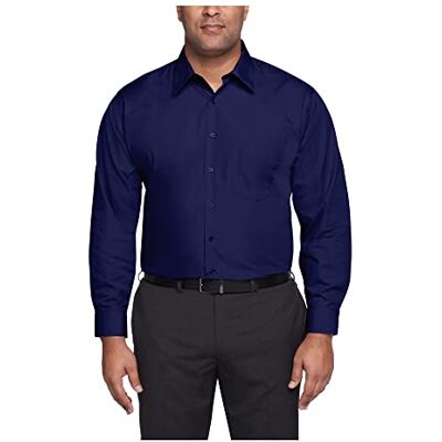 Van Heusen Men's Big Fit Dress Shirt Poplin Solid (Big and Tall), Persian Blue, 22" Neck 34"-35" Sleeve Van Heusen Men's Big Fit Dress Shirt Poplin Solid (Big and Tall), Persian Blue, 22" Neck 34"-35" Sleeve