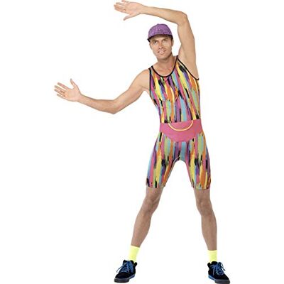 Smiffys Costume Instructeur D'aérobique, Multicolore, avec Combinaison-pantalon, Chapeau Costume adulte Homme (lot de 1) Smiffys Costume Instructeur D'aérobique, Multicolore, avec Combinaison-pantalon, Chapeau Costume adulte Homme (lot de 1)