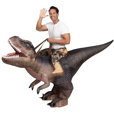 Spooktacular Creations Costume gonflable pour adulte avec T-Rex Brown Digital Printing Air Blow-up Ride an Costume d'Halloween Spooktacular Creations Costume gonflable pour adulte avec T-Rex Brown Digital Printing Air Blow-up Ride an Costume d'Halloween