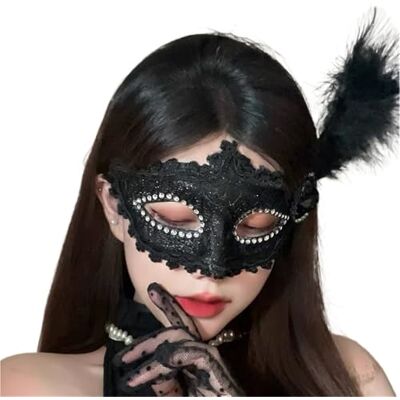 GSCLZ Masque demi-visage en plumes for femme, dentelle, fleur, costume de fête de mariage, mascarade GSCLZ Masque demi-visage en plumes for femme, dentelle, fleur, costume de fête de mariage, mascarade