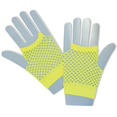 Bristol Novelty BA573 Gants en résille Jaune fluo Taille unique Bristol Novelty BA573 Gants en résille Jaune fluo Taille unique