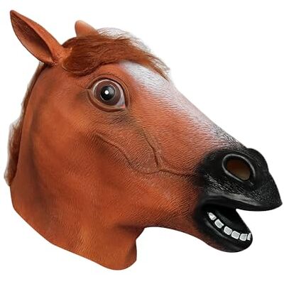DAZZLUXE 1 masque de tête de cheval marron en latex pour déguisement d'Halloween, convient pour Halloween, Pâques DAZZLUXE 1 masque de tête de cheval marron en latex pour déguisement d'Halloween, convient pour Halloween, Pâques