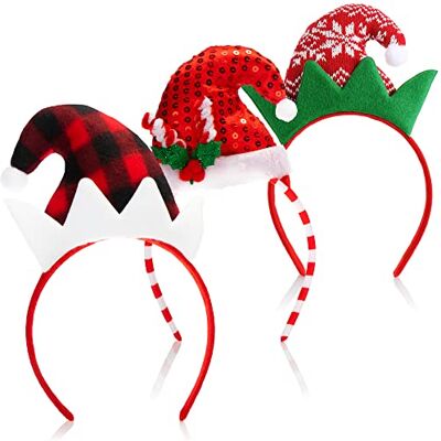 com-four ® 3x Bandeau de Noël, couvre-chef & bonnet de Noël déguisement de lutin de Noël bandeau avec motif bonnet pointu déguisement de Noël com-four ® 3x Bandeau de Noël, couvre-chef & bonnet de Noël déguisement de lutin de Noël bandeau avec motif bonnet pointu déguisement de Noël