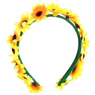 Chaks Serre-tête avec tournesols, couronne de fleurs pour femme, hippie, années 70, accessoires, festival, carnaval Chaks Serre-tête avec tournesols, couronne de fleurs pour femme, hippie, années 70, accessoires, festival, carnaval