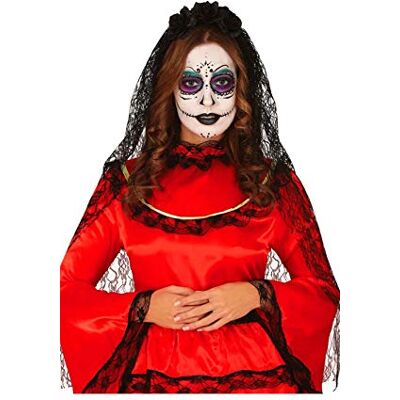 FIESTAS GUIRCA Serre-tête fleurs noires avec voile FIESTAS GUIRCA Serre-tête fleurs noires avec voile