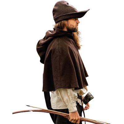 Leonardo Carbone ® Robin Hood Chapeau pour homme Bord asymétrique Style médiéval Carnaval, Halloween, cosplay, LARP, chapeau, accessoire, laine marron, taille unique Leonardo Carbone ® Robin Hood Chapeau pour homme Bord asymétrique Style médiéval Carnaval, Halloween, cosplay, LARP, chapeau, accessoire, laine marron, taille unique