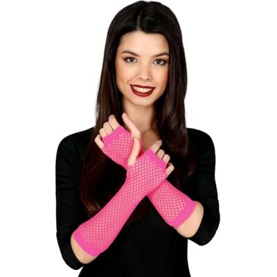 FIESTAS GUIRCA Guirca Fiestas GUI18500 Gants en maille rose fluo FIESTAS GUIRCA Guirca Fiestas GUI18500 Gants en maille rose fluo