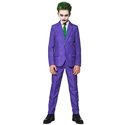 Suitmeister Costume pour garçon – The Joker DC Character – Costume de fête cintré – Costume de fête d'Halloween Suitmeister Costume pour garçon – The Joker DC Character – Costume de fête cintré – Costume de fête d'Halloween