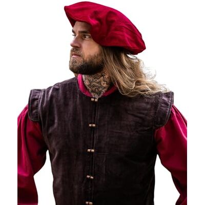 Leonardo Carbone ® Chapeau de béret en velours pour homme Bande intégrée Fronces à l'arrière Carnaval, Halloween, cosplay, LARP, médiéval, béret, chapeau, coton 100 % coton Rouge Taille L Leonardo Carbone ® Chapeau de béret en velours pour homme Bande intégrée Fronces à l'arrière Carnaval, Halloween, cosplay, LARP, médiéval, béret, chapeau, coton 100 % coton Rouge Taille L