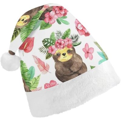 JZemdybill Chapeau de Noël pour adultes, chapeau de paresseux floral rose pour diverses fêtes de vacances JZemdybill Chapeau de Noël pour adultes, chapeau de paresseux floral rose pour diverses fêtes de vacances