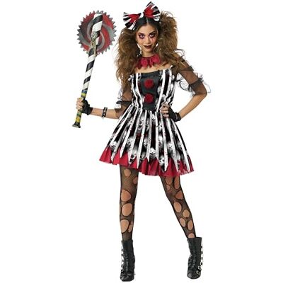 California Costumes 5025-002 Déguisement de clown sauvage XL pour femme, taille adulte, rayures avec éléments de dessin animé, noir/blanc/rouge California Costumes 5025-002 Déguisement de clown sauvage XL pour femme, taille adulte, rayures avec éléments de dessin animé, noir/blanc/rouge
