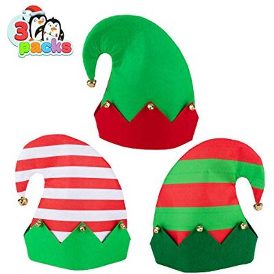 JOYIN Lot de 3 Chapeaux Colorés en Feutre d'Elfe de Noël Taille Unique pour La Plupart des Enfants, Adolescents, Adultes Unisexe pour Fête de Noël JOYIN Lot de 3 Chapeaux Colorés en Feutre d'Elfe de Noël Taille Unique pour La Plupart des Enfants, Adolescents, Adultes Unisexe pour Fête de Noël