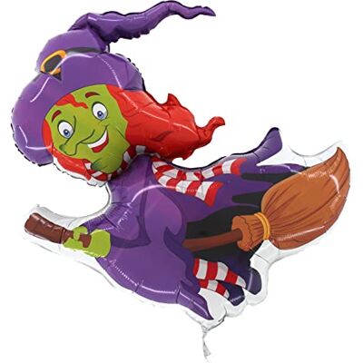 Toyland ® Ballon d'hélium en aluminium Sorcière volante sur balai 71,1 cm – Décorations de fête d'Halloween Toyland ® Ballon d'hélium en aluminium Sorcière volante sur balai 71,1 cm – Décorations de fête d'Halloween
