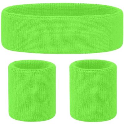 REDSTAR Ensemble bandeau et bracelets absorbants – Fluo des années 80 pour course à pied, gymnastique, tennis REDSTAR Ensemble bandeau et bracelets absorbants – Fluo des années 80 pour course à pied, gymnastique, tennis