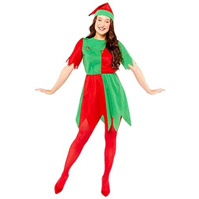 amscan Costume d'elfe basique pour femme M/L (vert/rouge, taille UK : Med/Lrg) amscan Costume d'elfe basique pour femme M/L (vert/rouge, taille UK : Med/Lrg)