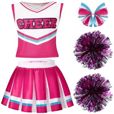 Spooktacular Creations Costume de pom-pom girl rose pour fille-XL Spooktacular Creations Costume de pom-pom girl rose pour fille-XL