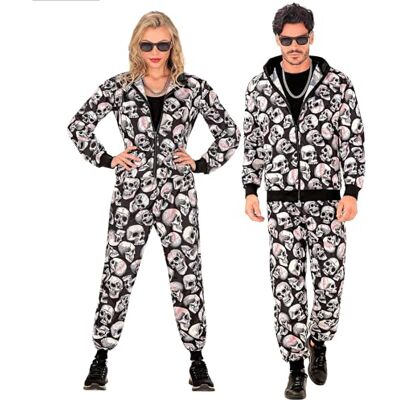 W WIDMANN MILANO Party Fashion W WIDMANN Survêtement noir avec têtes de mort Tenue années 80 Survêtement de jogging avec bouton de bain Tenue de carnaval Halloween W WIDMANN MILANO Party Fashion W WIDMANN Survêtement noir avec têtes de mort Tenue années 80 Survêtement de jogging avec bouton de bain Tenue de carnaval Halloween
