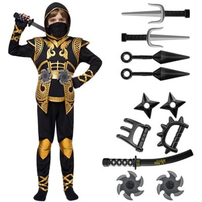 Spooktacular Creations Spooktacular Déguisement complet premium de ninja pour enfant, avec accessoires en mousse, convient comme déguisement de kung fu pour Halloween, taille S, doré Spooktacular Creations Spooktacular Déguisement complet premium de ninja pour enfant, avec accessoires en mousse, convient comme déguisement de kung fu pour Halloween, taille S, doré