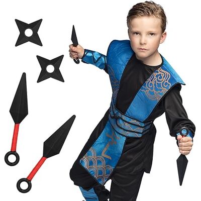 Boland 50432 Ensemble d'armes ninja 4 pièces Étoiles lancées et Kunai Accessoires de costume, décoration, accessoires pour costume de carnaval Boland 50432 Ensemble d'armes ninja 4 pièces Étoiles lancées et Kunai Accessoires de costume, décoration, accessoires pour costume de carnaval