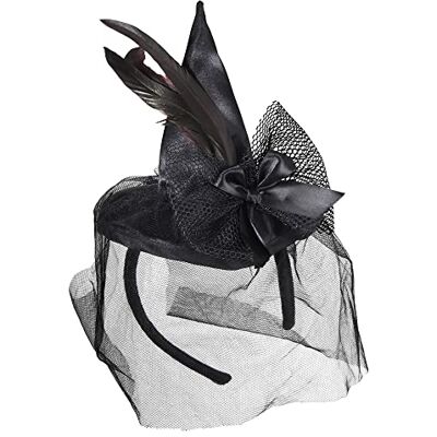 W WIDMANN MILANO Party Fashion Widmann 9369S Mini chapeau de sorcière avec plumes et voilette, pour les fêtes à thème, le carnaval et Halloween, noir W WIDMANN MILANO Party Fashion Widmann 9369S Mini chapeau de sorcière avec plumes et voilette, pour les fêtes à thème, le carnaval et Halloween, noir