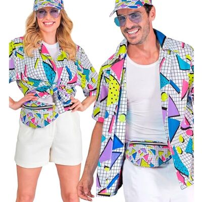 Chemise blanche funky XXL de Widmann - Style des années 80 Chemise blanche funky XXL de Widmann - Style des années 80