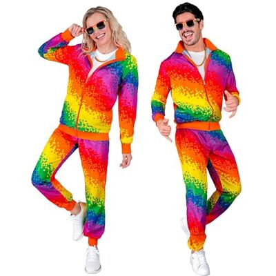 Vêtements de sport pixel arc-en-ciel des années 70 pour adultes Vêtements de sport pixel arc-en-ciel des années 70 pour adultes