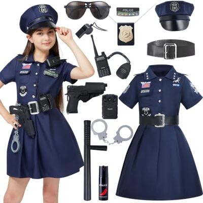 Spooktacular Creations Costume de policier pour enfant fille, uniforme de police, style foncé, pour enfants, Halloween, carnaval (taille M, 8 à 10 ans) Spooktacular Creations Costume de policier pour enfant fille, uniforme de police, style foncé, pour enfants, Halloween, carnaval (taille M, 8 à 10 ans)