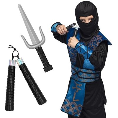 Boland 50431 Lot d'armes ninja 2 pièces, Sai et Nunchaku, accessoires de costume, décoration, accessoires pour costume de carnaval Boland 50431 Lot d'armes ninja 2 pièces, Sai et Nunchaku, accessoires de costume, décoration, accessoires pour costume de carnaval