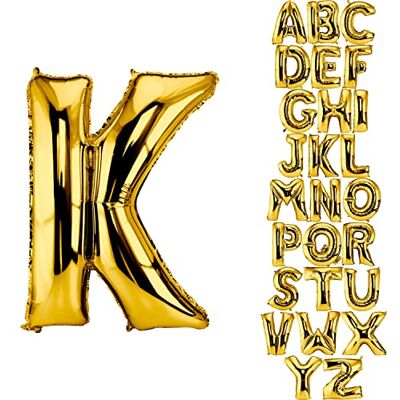 DekoRex Ballon d'or 100cm Ballon d'anniversaire Mariage Déco (lettre K) DekoRex Ballon d'or 100cm Ballon d'anniversaire Mariage Déco (lettre K)