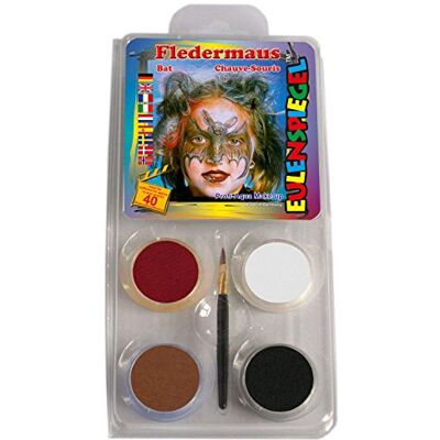 Eulenspiegel 204306 – Kit de motif chauve-souris, 4 couleurs, 1 paillettes, 1 pinceau, 1 manuel d'utilisation (français non garanti), pour env. 40 masques, carnaval, fête à thème Eulenspiegel 204306 – Kit de motif chauve-souris, 4 couleurs, 1 paillettes, 1 pinceau, 1 manuel d'utilisation (français non garanti), pour env. 40 masques, carnaval, fête à thème