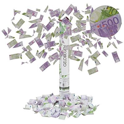 Relaxdays Canon à confettis billets 6-8 m de portée pour carnaval ou anniversaire, papier cartonné, 40 cm, lilas-vert Relaxdays Canon à confettis billets 6-8 m de portée pour carnaval ou anniversaire, papier cartonné, 40 cm, lilas-vert