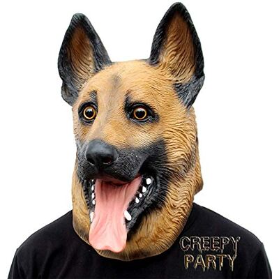 CreepyParty Masque de berger allemand en latex réaliste pour Halloween, fête, carnaval, cosplay CreepyParty Masque de berger allemand en latex réaliste pour Halloween, fête, carnaval, cosplay